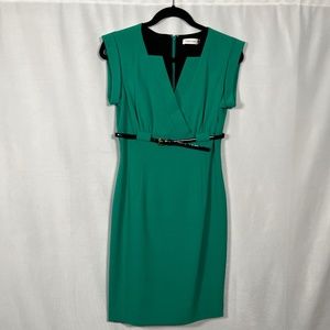 Calvin Klein Green Dress with Black Accents